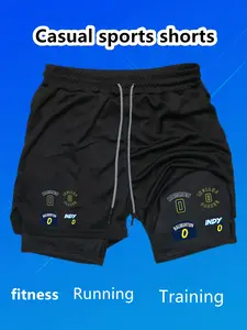 HALIBURTON INDIANA PACERS Print Two-in-One Double-Layer Casual Sports Shorts, Suitable for Summer Men's Lightweight Quick-Drying, with Zipper Pockets, Breathable Elastic Waistband with Drawstring, Comfortable Running Training Phone Shorts