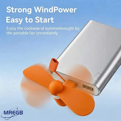MREGB 3-in-1 Compact Handheld USB Fan - 15000RPM, 19g Portable High-Speed Cooling Device with Safe Soft TPE Blades, Detachable Plug-and-Play Design, Multi-Port Compatibility (Lightning, Type-C, Micro USB) for Beach, Beat the Heat Summer Outdoor Use