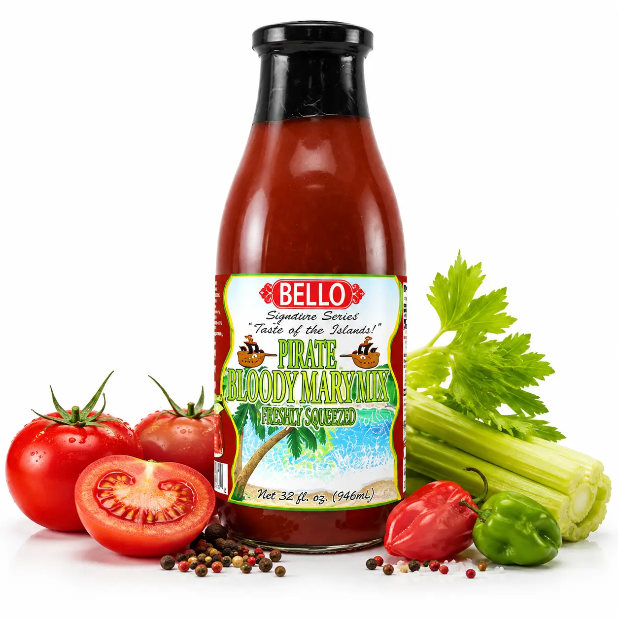 Bello Signature Bloody Mary Mix Freshly Squeezed – Premium Tomato Cocktail Mixer with Fresh Citrus Flavor – Ready-to-Mix Beverage for Bloody Mary Cocktails, Mocktails, Brunch Drinks, Parties & Entertaining