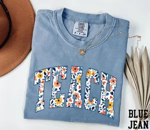 Comfort Colors Floral Teach Shirt, Teacher Shirt, Back To School Tee, Teacher Gift, School Shirt, Teacher Life Shirts, Teacher Appreciation