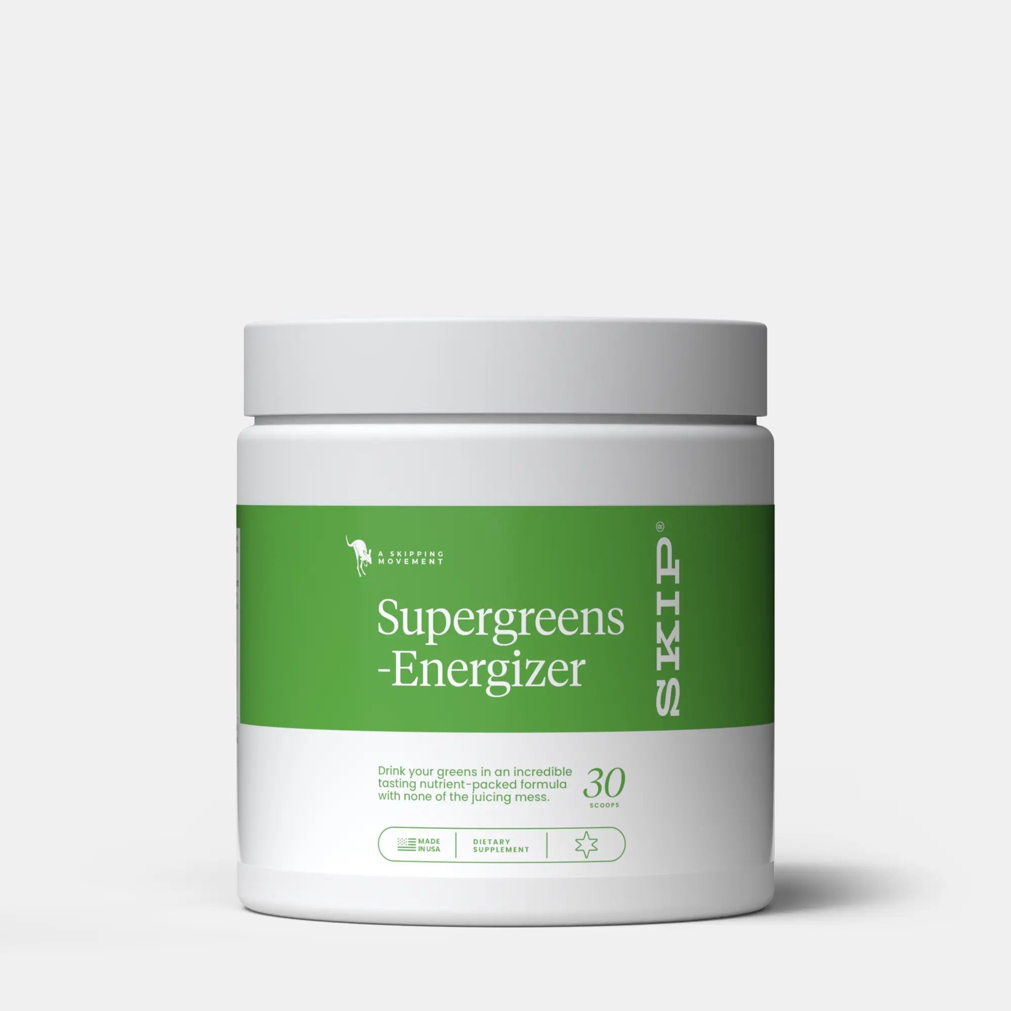 SKIP Supergreens-Energizer 30 Serv/30 scoops -Drink Your Greens nutrient Packed Formula