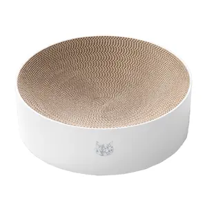 Cozy Cat Scratcher Bowl (Hologram White, Regular) - Reversible Cardboard All in One Furniture Bed Sofa Couch Curvy Relaxing Pad Fun Scratching Replaceable Indoor