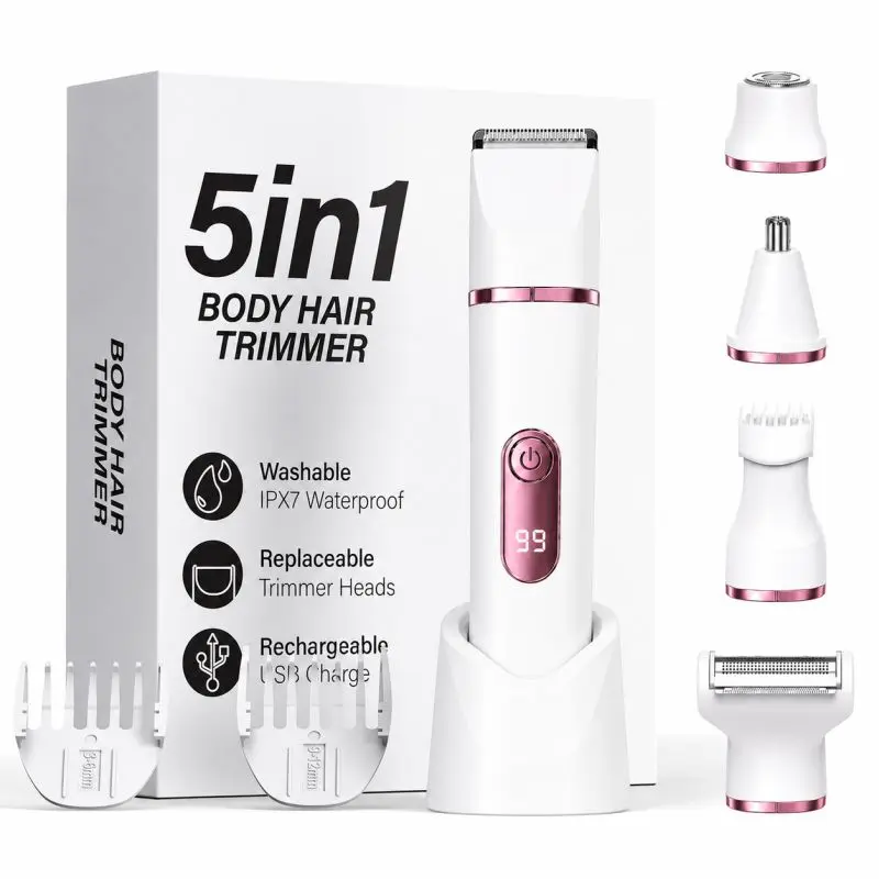 Bikini Trimmer Electric Razors for Women, Ceramic Blade Body Hair Trimmer, IPX7 Waterproof Rechargeable Lady Shaver, Personal Groomer for Legs & Pubic Hair, Gifts for Women