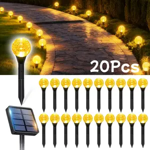 Solar Powered Pathway Lights Outdoor Lawn Lamp, 8 Lighting Modes, Auto On/off, Water Resistant, Ideal for Summer Camping Christmas Wedding Party