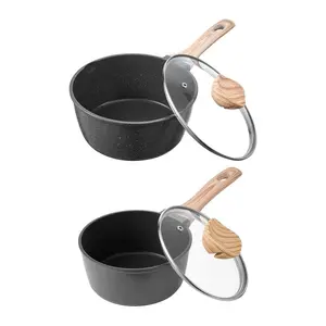 1.5 Qt And 2.5 Qt Nonstick Saucepan Set With Glass Lids And Detachable Handles, Durable Aluminum Cookware For Gas And Electric Stovetops, Easy To Clean, Dishwasher Safe, PFOA Free, Versatile Daily Cooking