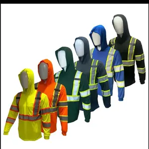 6-Pack High-Visibility Long-Sleeve Class 3 Polyester Safety Hoodie (See Sizing Information in Product Description)