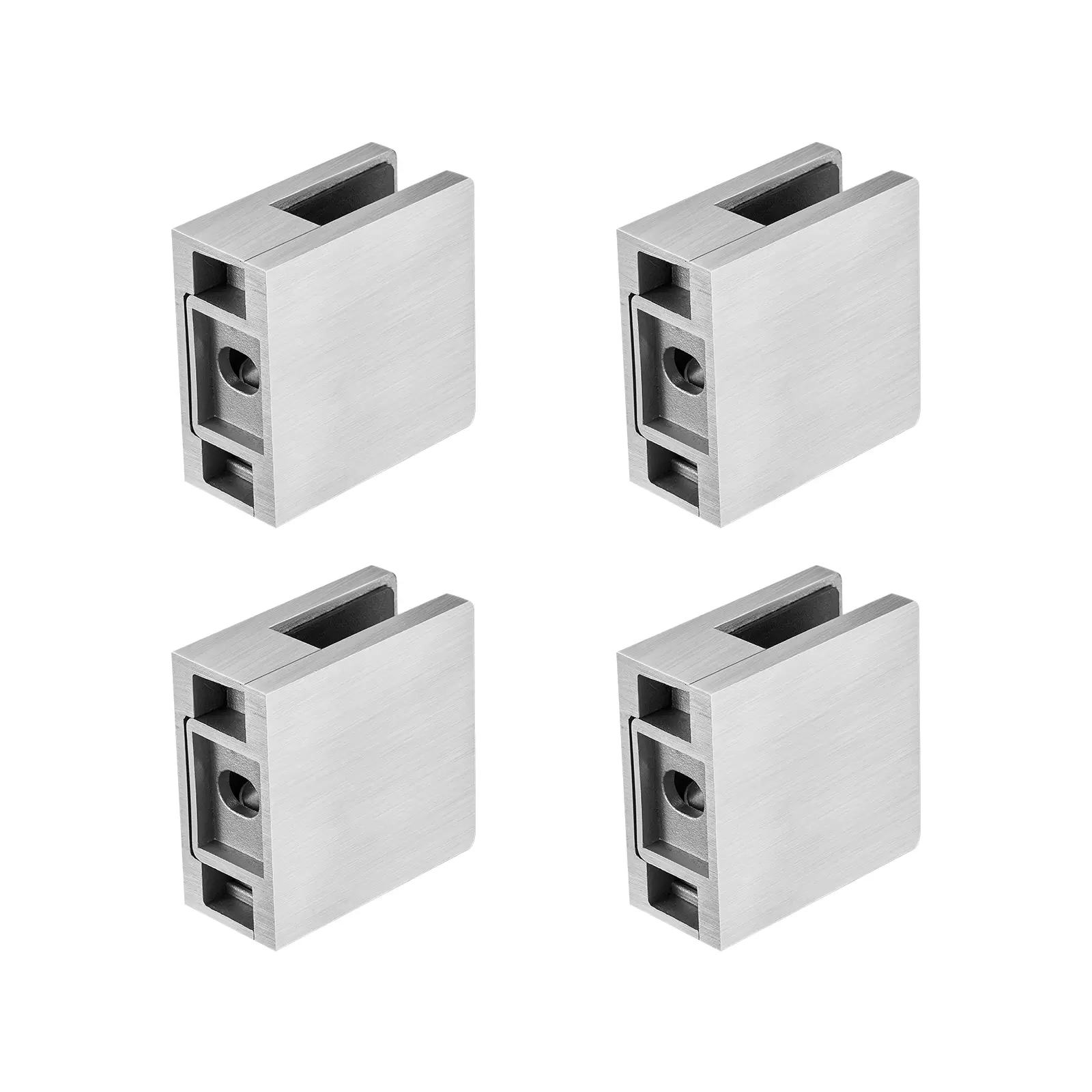 【Summerfinds】VEVOR Glass Clamp 4 PCS Square Glass Railing Bracket for 0.31 "-0.47 " Tempered Glass304 Stainless Steel Glass Mounting ClampGlass Shelf Bracket for BalconyGardenPoolStairSilver