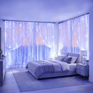 LED Curtain Lights, 300LED 8 Modes Fairy String Lights with Remote, Waterproof Window Lights for Bedroom, Party, Wedding, Christmas Decor