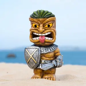 Solar Tiki Statue, Tiki Statue, Backyard Tiki Statue Bar Decor, Outdoor Statues Tiki, Yard Statue Tiki Decorations Outdoor Patio , Tiki Decor for Tiki ,4.29"X 5.12" X 9.52"