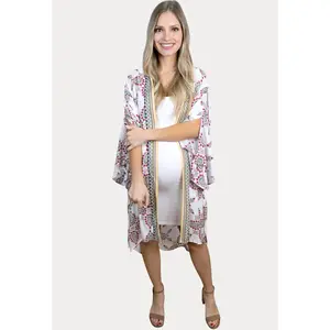 Paisley Printed Maternity Kimono in Green