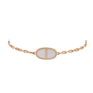 Pre-owned Hermes Chaine d'Ancre Verso Bracelet 18K Rose Gold with Ceramic by Rebag