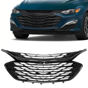 3PCS Front Bumper Upper Lower Grille Glossy Black Grill Set For Malibu 2019-2023