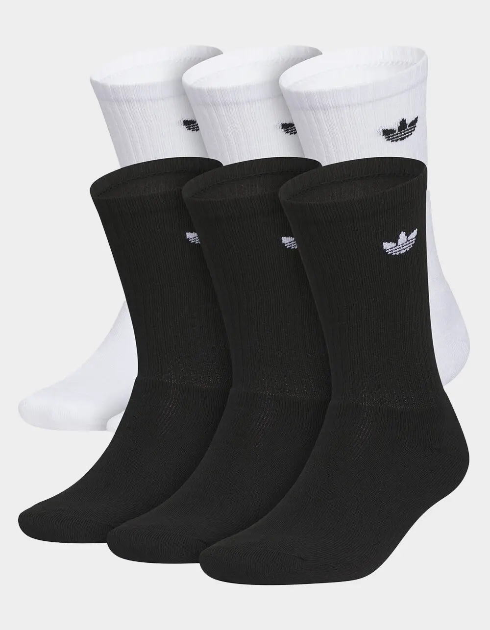 ADIDAS Mens Originals 6 Pack Trefoil 2.0 Crew Socks, Black & White, Large ADIDAS Mens Originals 6 Pack Trefoil 2.0 Crew Socks, Black & White, Large
