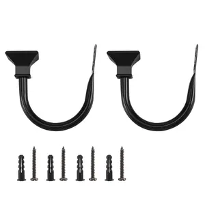 Set of 2 Square Metal Decorative Curtain Hold Backs, Wall Mounted Window Drapery Tiebacks for Bedroom, Livingroom, Office Come with Screws, Black