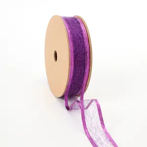 1" Wired Ribbon | "Whimsey" Purple | 10 Yard Roll - 50% OFF wreath making tree decor