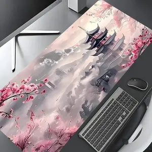 Cherry Blossom Landscape Pattern Mouse Pad, Rectangle Gaming Mouse Pad, Non-slip Rubber Pad, Desktop Decoration for Home, Office