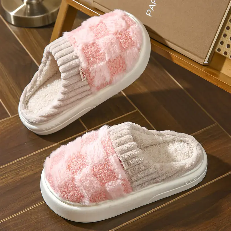 Women's Round Toe Slippers, Fluffy Cotton Slipper Shoes with Warm Cashmere Lining, Anti-Slip Sole for Indoor Wear, Cute Girly Gifts