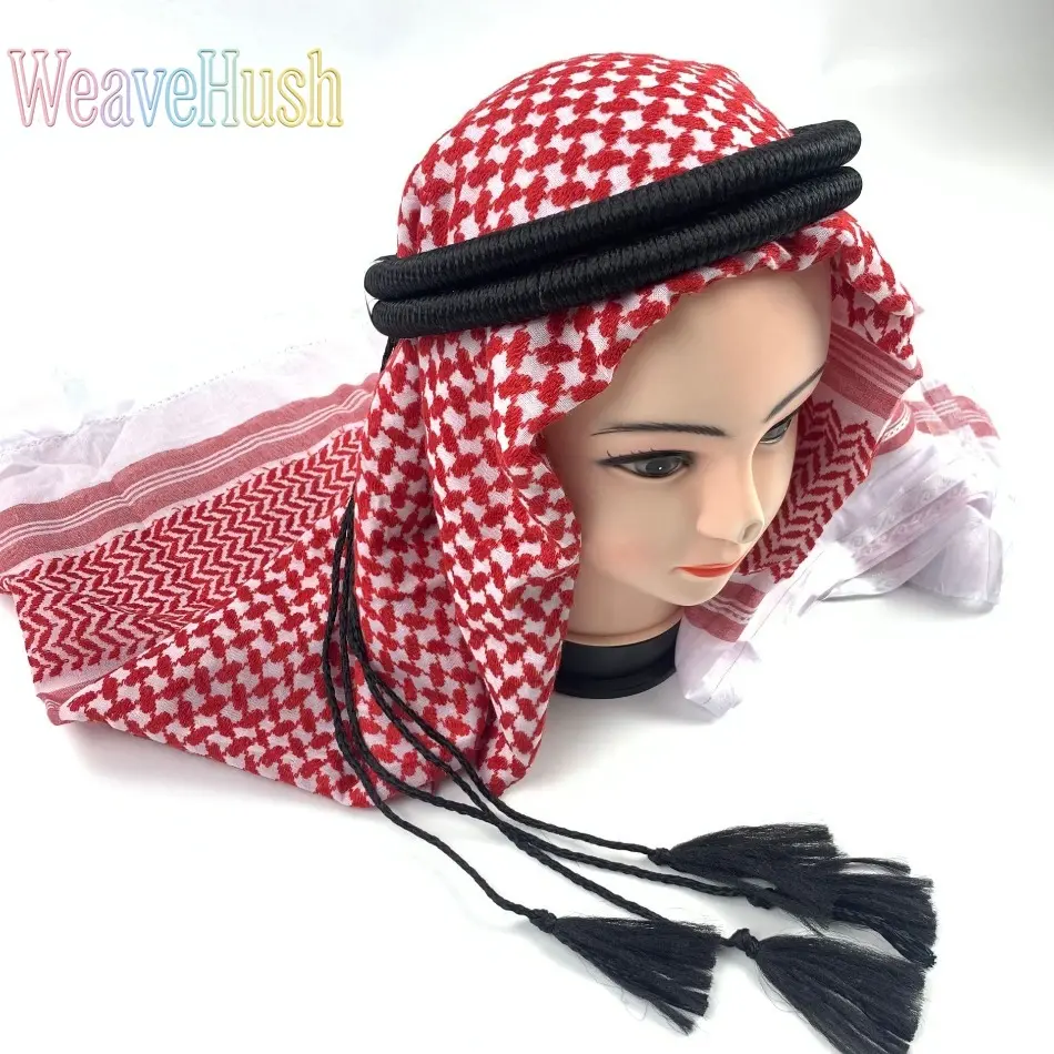 Traditional Keffiyeh Shemagh Scarf, Ethnic Unisex Fit Head Wrap with Tassels, Breathable for All Seasons Outdoor Wear, Scarf Head Wrap, Unisex Fit Wrap