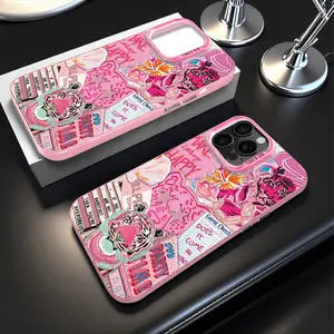 Pink Party Pattern Phone Case for iPhone 17 Pro Max/16 Pro Max/15 Pro/14/13/12/11 Series, Premium Slim Shockproof Lightweight Protective Cover