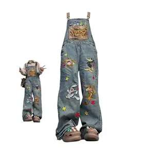 Y2K Embroidered Overalls - Retro Embroidered Y2K Outfit - Trendy Women's Clothing
