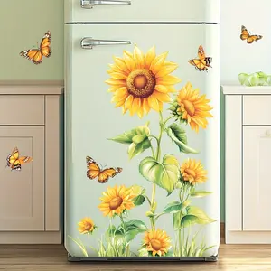 Sunflower Floral Sticker, Home Decor Adhesive Sticker, Refrigerator & Room Sticker, Sunflower Stickers, 1 Piece, Enhance Your Space Aesthetically, Floral Pattern Sticker