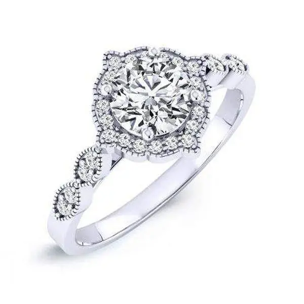 Petal - Round Moissanite Engagement Ring