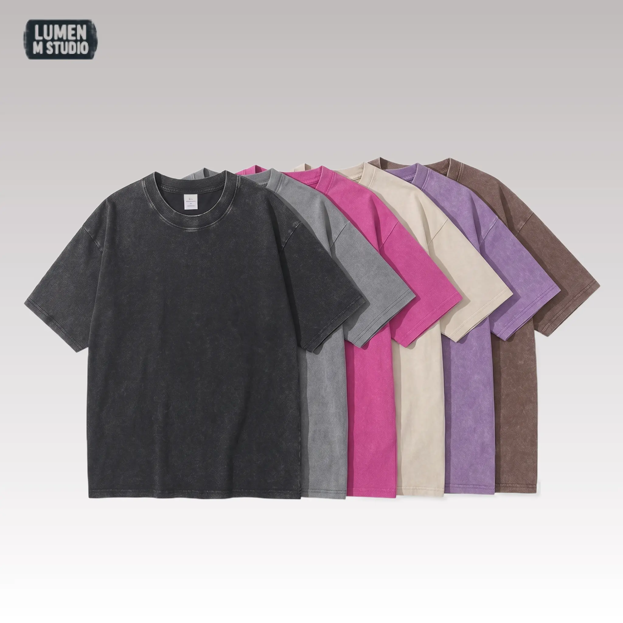 [ LM Studio ] Snow Wash Graphic Tee - Oversized Streetwear T-Shirt, Drop Shoulder Y2K Retro Top, Unisex [ ID001 ]