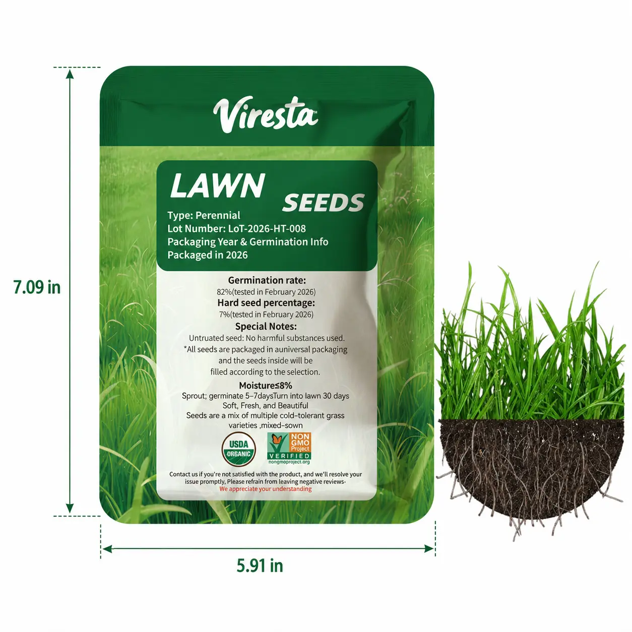 Grass Seed and Shade Grass, Grows quickly and withstands all seasons, 2026 perfect for high-quality turf and golf courses, High Germination Grass Seeds Grown in USA