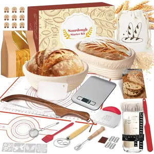 Sourdough Starter Kit with Scale, Banneton Bread Proofing Basket, Sour Dough Starter Jar, Complete Sourdough Bread Baking Supplies Tools, Full Sourdough Bread Making Tool,  Set for Bakers Beginner