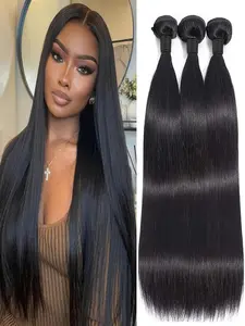 3 Bundles Brazilian Virgin Human Hair Straight Texture Bundles - 10A Grade Unprocessed Hair Suitable for Weave, Braids, Extensions Three Bundles Pack Raw Remy Hair