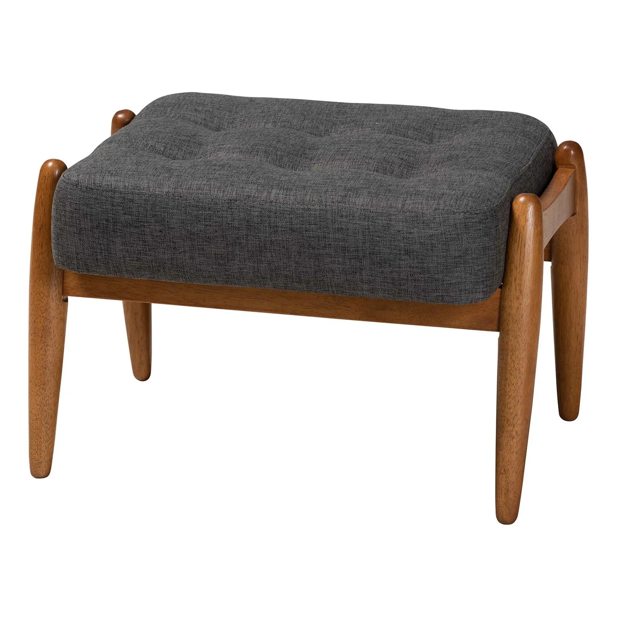 Baxton Studio Jeanine Fabric and Wood Ottoman Footstool