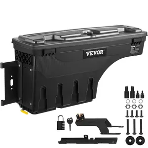 VEVOR Truck Bed Storage Box,  Lockable Swing Case with Password Padlock, 6.6 Gal/25 L ABS Wheel Well Tool Box, Waterproof and Durable, Compatible with Ford F-150 2015-2021, Drivers Side