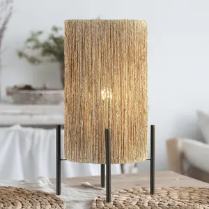 JONATHAN Y Kai Coastal Minimalist Rattan LED Table Lamp , for bedroom, living room, foyer, hallways, dining room, dorms