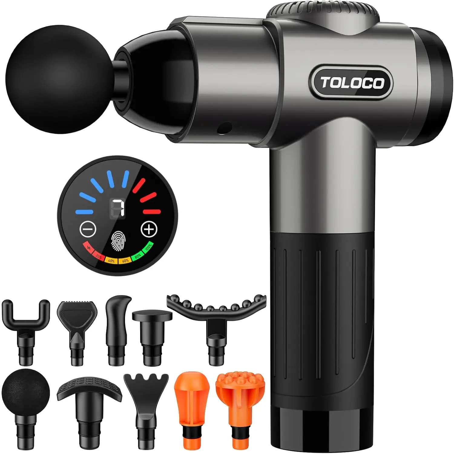 New TOLOCO Massage Gun, 10 Heads, 7 Speeds, Smart Touch Screen, Portable Handheld Deep Muscle Tissue Massager for Neck & Full Body Relaxing, Dorm Essentials#sohochic