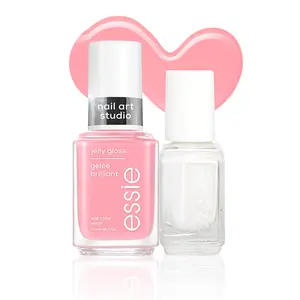 essie Nail Art Studio Blush Jelly Gloss + FREE Gift Bundle, Nail Polish Vegan, 0.46 Fl Oz