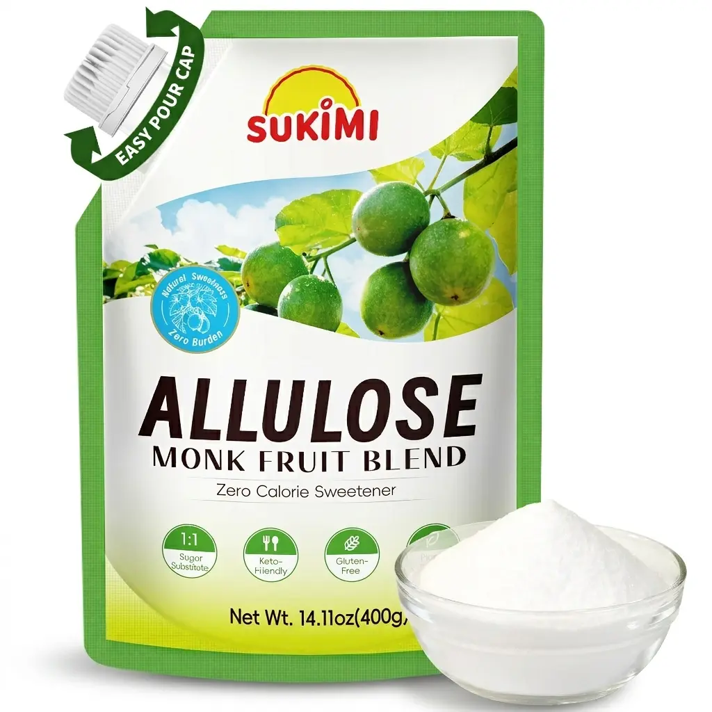 SUKIMI Allulose & Monk Fruit Sugar Substitutes, 0-Calorie 1:1 Sugar Replacement, No Erythritol, Keto-Friendly, Plant-Based Natural Sweetener for Baking, Drinks, Gluten-Free, No Artificial Additives/Flavor