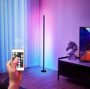 Intelligent RGB LED Floor Lamp with Remote Control & USB Power Support for Mobile APP Dimming Music Sync & Adjustable Brightness for Reading Relaxation