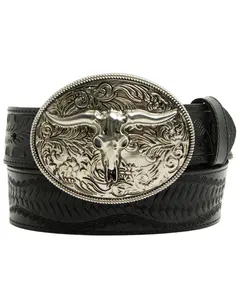 Idyllwind Women's Denver Embossed Leather Steer Head Buckle Belt - Iwafa25bt4-Blk
