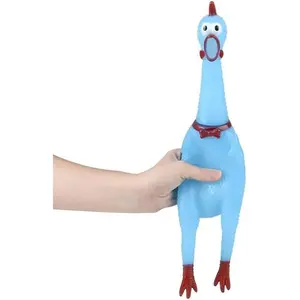 The Dreidel Company Rubber Screeching Chicken, Squeeze Chicken with Sound Toy, Practical Joke and Gag Toy, Party Favor Noisemaker, 1 Chicken (16 inch (Assorted Colors))