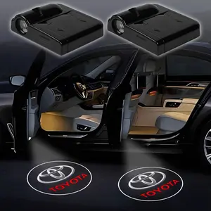 2pcs Car LED Decorative Door Light, Welcome Projector Lamp for Toyota Gazoo Racing, Corolla, Yaris, Chr, Auris, Rav4, Prius, Prado, Avensis, Verso