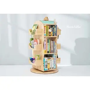 Mesasilla Solid Wood Rotating Bookshelf for Kids - 360 Degree Home Library