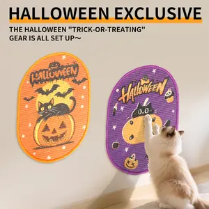 Wall-Mounted Cat Scratching Post, Halloween Themed Cat Toy, Durable Jute Material, Ideal for Indoor Cats, Fun & Interactive Pet Playtime, Scratcher