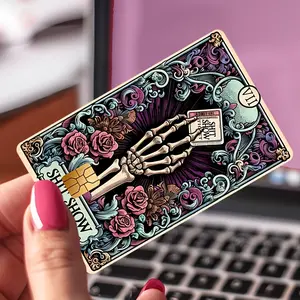 Skeleton Hand with Shit Show Credit Card Sticker | PVC Card Protector, No Bubble, for EBT, Debit, Credit, Keys, Room Keys - Durable & Secure Card Skins