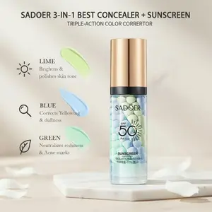 3 In 1 Sunscreen Isolation Cream, SPF 50, One Step Color Corrector Face Primer, Moisturizing Skin Tone Correcting, Radiance Skin Green Moisturizer