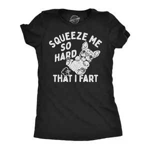 Womens Funny T Shirts Squeeze Me so Hard That I Fart Sarcastic Puppy Graphic Tee for Ladies Funny Womens T Shirts Cute Vintage Fashion Casual Ladies T-Shirt Gift Sarcastic Tops for Women Funny Dog Top Women's Black -