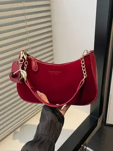 Women's Vintage Cherry Charm Crossbody Bag, Adjustable Shoulder Strap, Zipper Closure, Elegant Fall/Winter Accessory, Trendy Crossbody Bag
