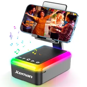 Jteman Portable Heavy Bass Bluetooth Speaker with Phone Holder & 7-Color RGB Light for Outdoor Movies Music & Videos Perfect Gift for Newcomers Audio Home Theater Adjustable Subwoofer
