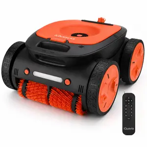 iQuavia Cordless Robotic Pool Cleaner - Remote Underwater Direct Control, 4-Motor 4WD, Dual Brush & Suction, Smart Navigation, Auto-Park, Floor Wall Waterline Cleaning, for Inground & Above Ground Pools