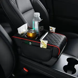 4-in-1 Multi-Use Car Interior Kit - Red Trim Cup Holder, Phone Storage Console Cover, Car Stowing & Tidying Supplies for Long-Distance Travel, Fits Most Vehicles