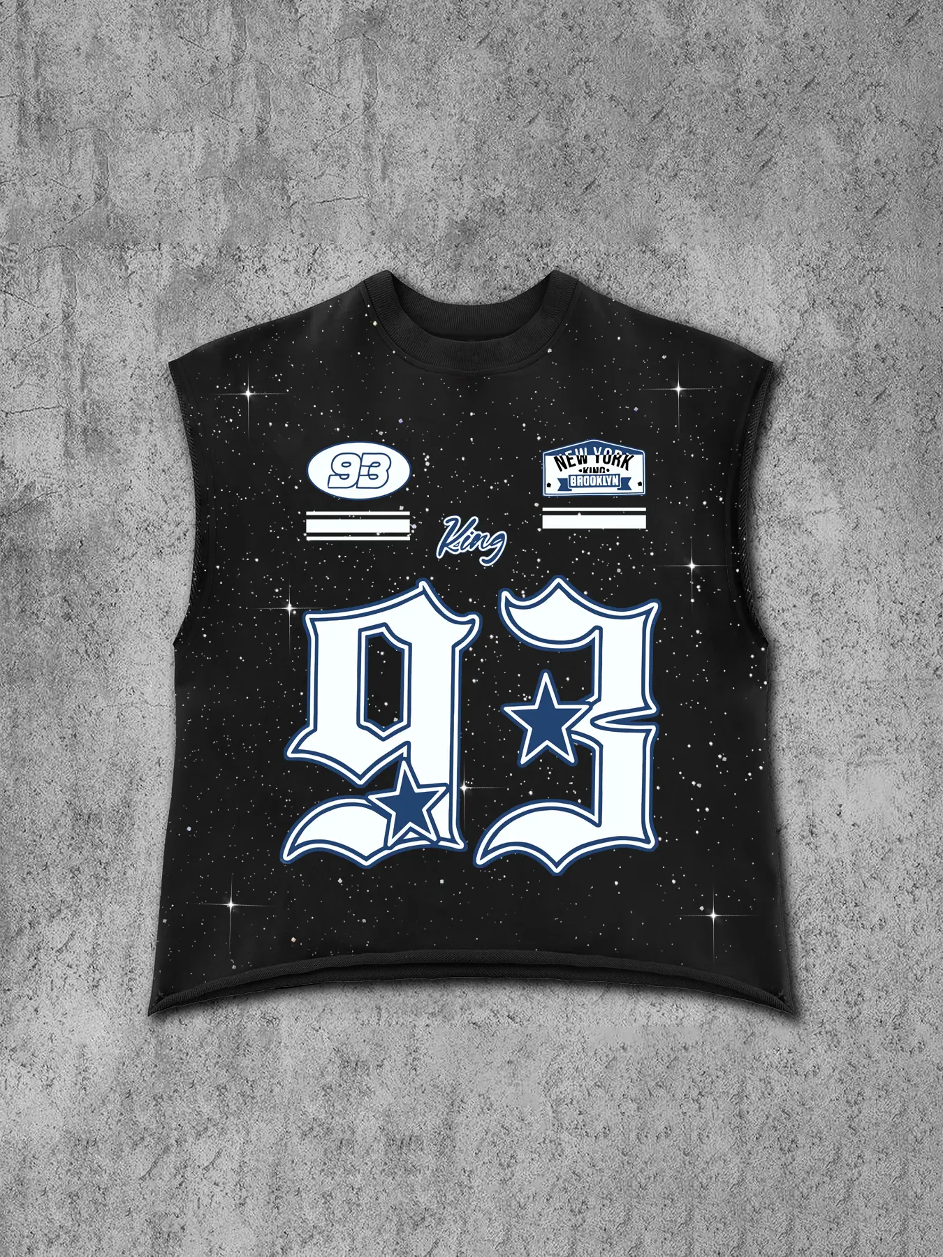 Summer Unisex Sleeveless T-Shirt, Number 93 Print Baseball Jersey, American Rivet Design Vest, Casual Daily Wear, Gym, Motorcycle Riding, Music Festivals